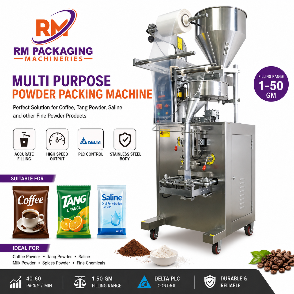 Sachets Packing Machine 01-50 gm